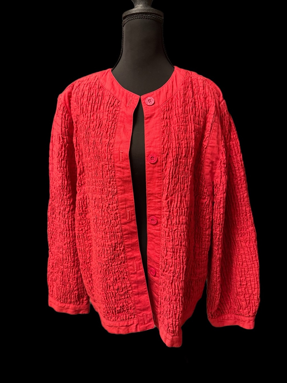 Vintage Red Button-Front Jacket